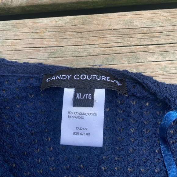 Candy Couture Navy Blue Open Knit Kimono Cardigan XL / TG - Picture 3 of 5